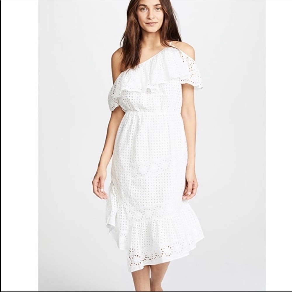 Joie Corynn White One Shoulder Floral Eyelet Dress Size S